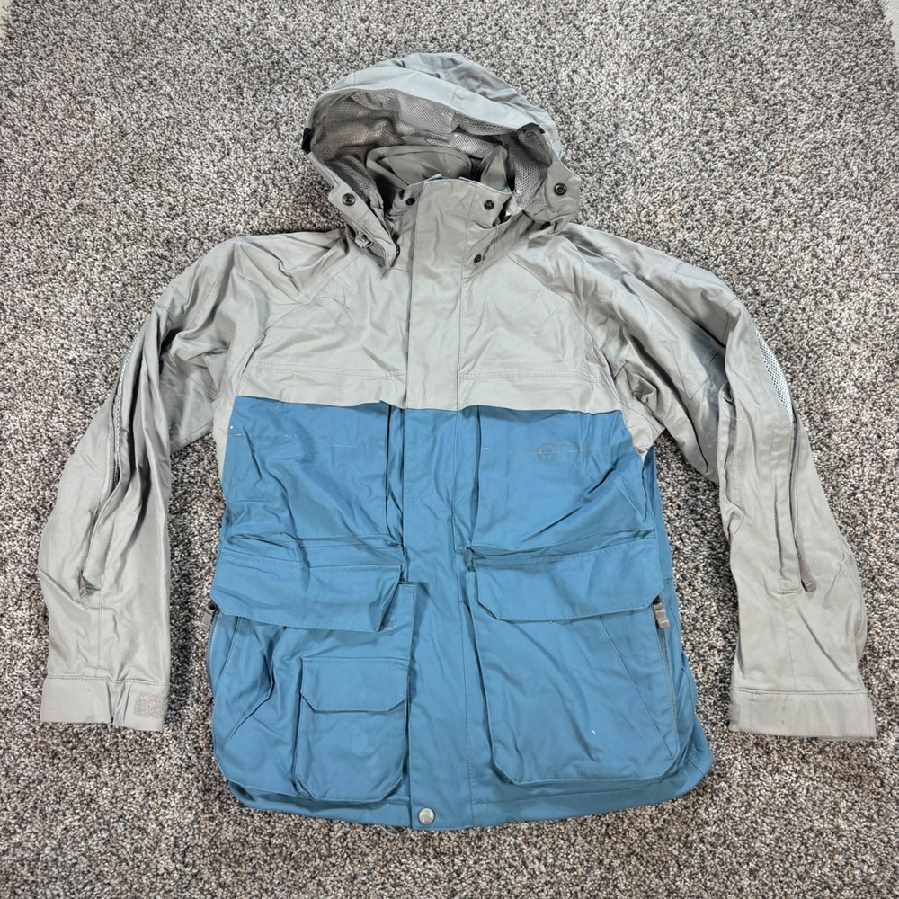 Burton Ronin Men's Small Snowboard Jacket Grey Blue Hooded Technical Shell Small